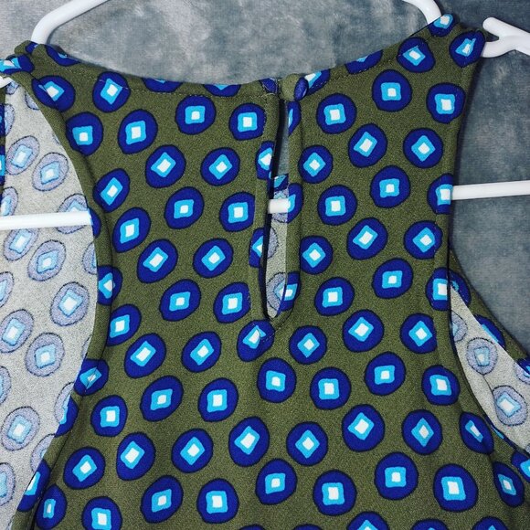 J.Crew Womens‎ 8 Green Blue Geometric Sleeveless Tank Top Career Retro Vibes - Picture 3 of 9